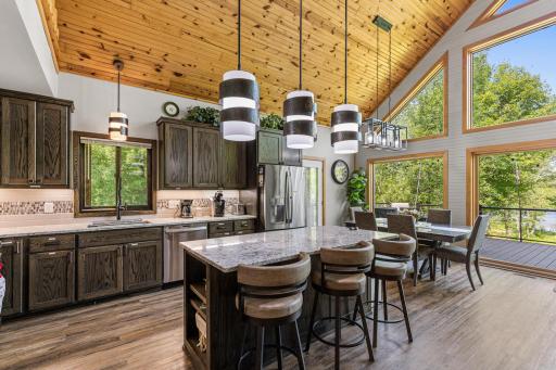 Spacious granite counter tops with an abundance of storage in the Oak cabinets