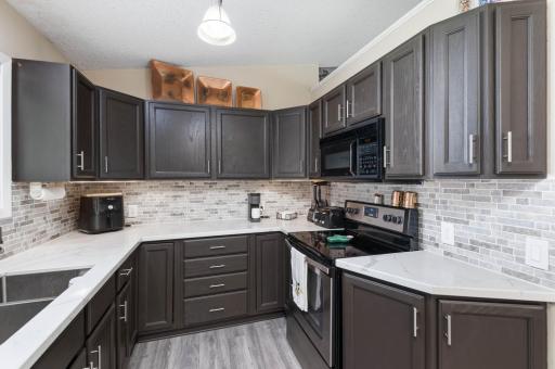 Excellent cabinet and drawer space, including the pantry for storage. Great counter space for your meal preparation.