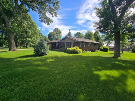 Plush lawn & landscape surround the home with 100 year old trees