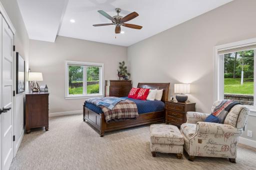 This lower-level bedroom offers two large closets and plenty of room for a desk or reading chair.