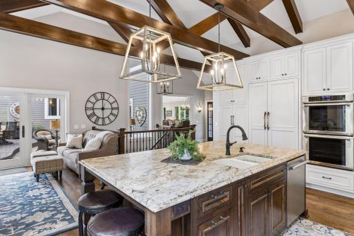 The open kitchen is convenient to all living and entertaining spaces.