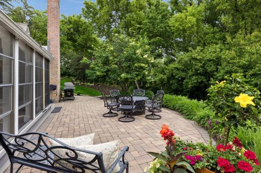 The patio over looks private green space with scores of new trees and shrubs.