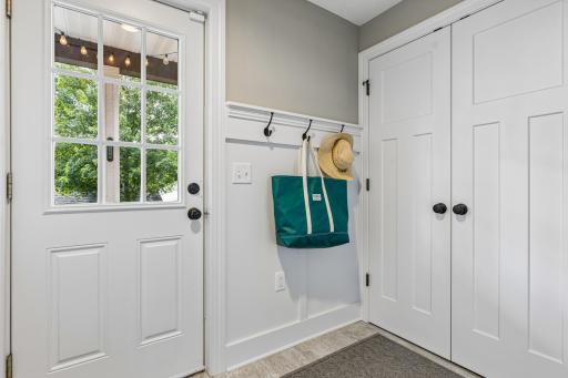 Functional mudroom located at the back entry, offering convenient storage and organization for everyday use.