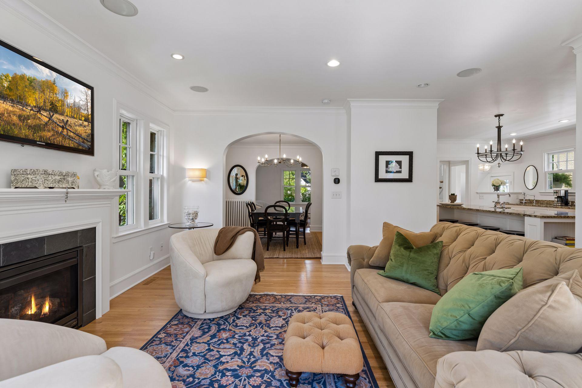 Note the flow into kitchen with center island for additional seating while entertaining.