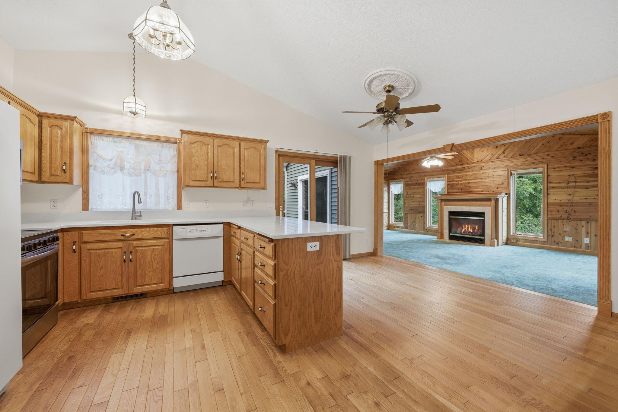 Kitchen looking into Family room