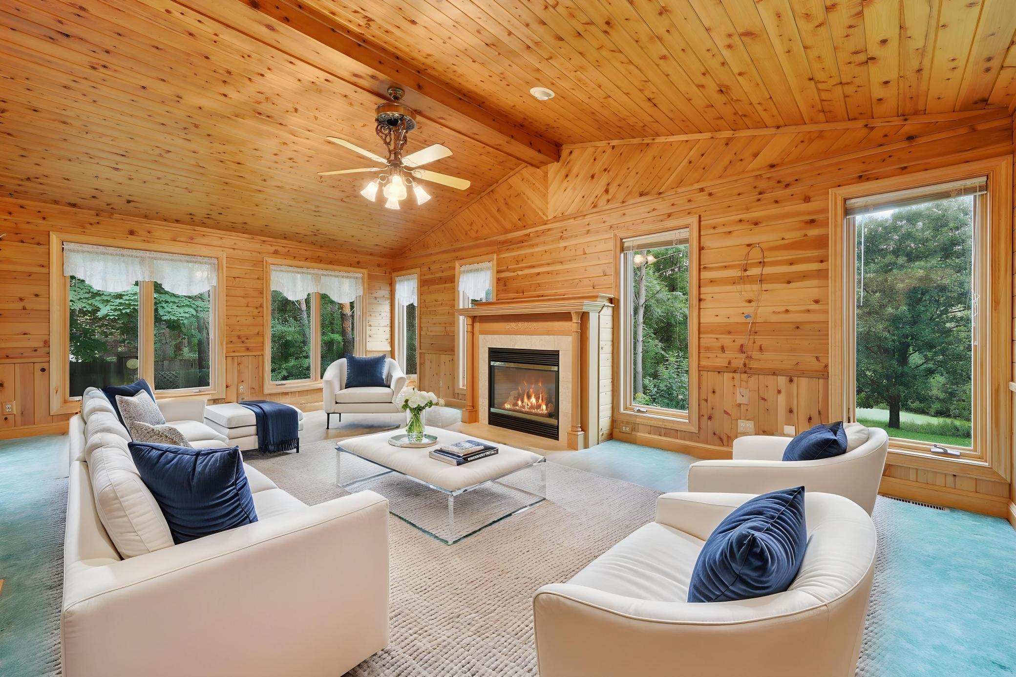Main floor family room virtually staged