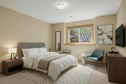 The third bedroom and bathroom are in the lower level.