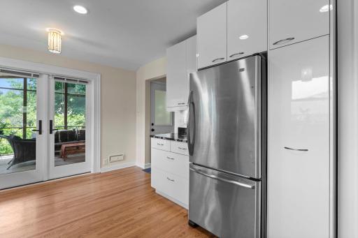 Note the back door to the right of the French doors for easy access to the house from the garage.