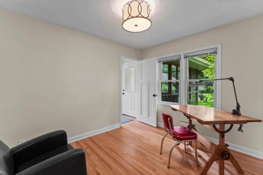 The third bedroom is just off the kitchen and is currently being used as an office.