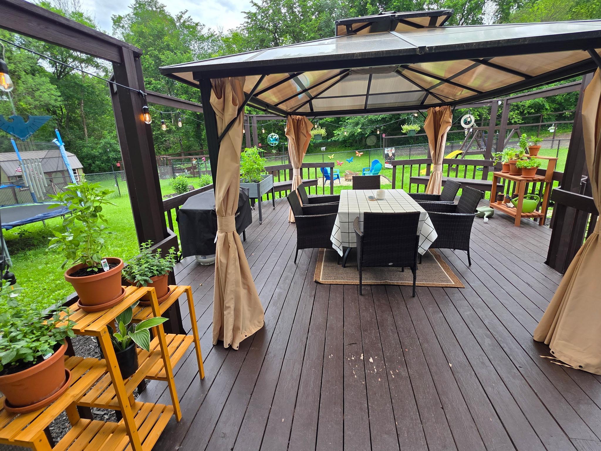 Deck off the dining room.