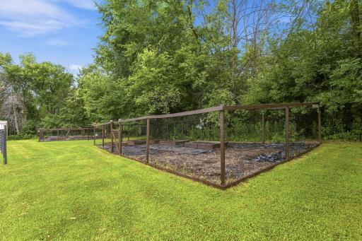 Garden area fenced to keep the critters from eating all the vegetables