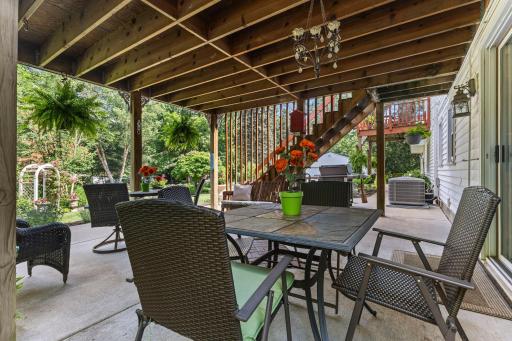 Covered patio under the three season porch.