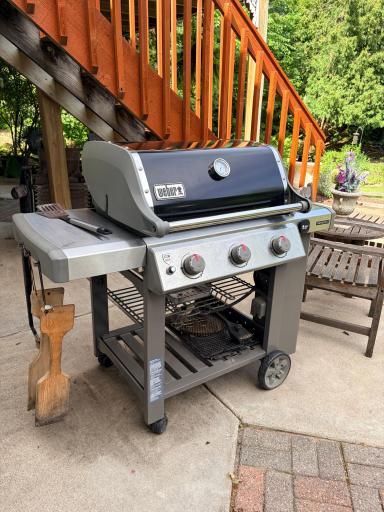 BBQ grill is right outside the kitchenette.