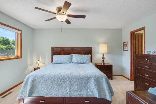 Main bedroom with a walk-in closet and a private 3/4 ensuite bath.