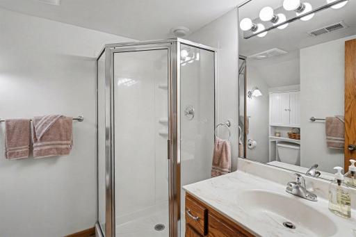 Lower level 3/4 bath located off the office.