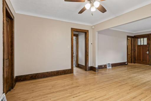 From dining room door to bath and bedroom to the left
