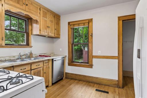 Cute kitchen with hardwood floors and newer appliances