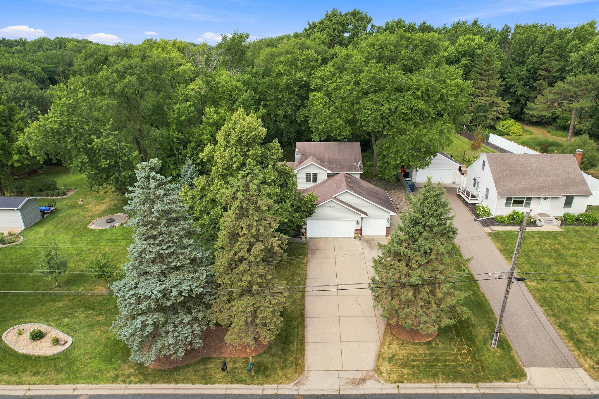 Aerial showing the privacy and hardwoods surrounding property.