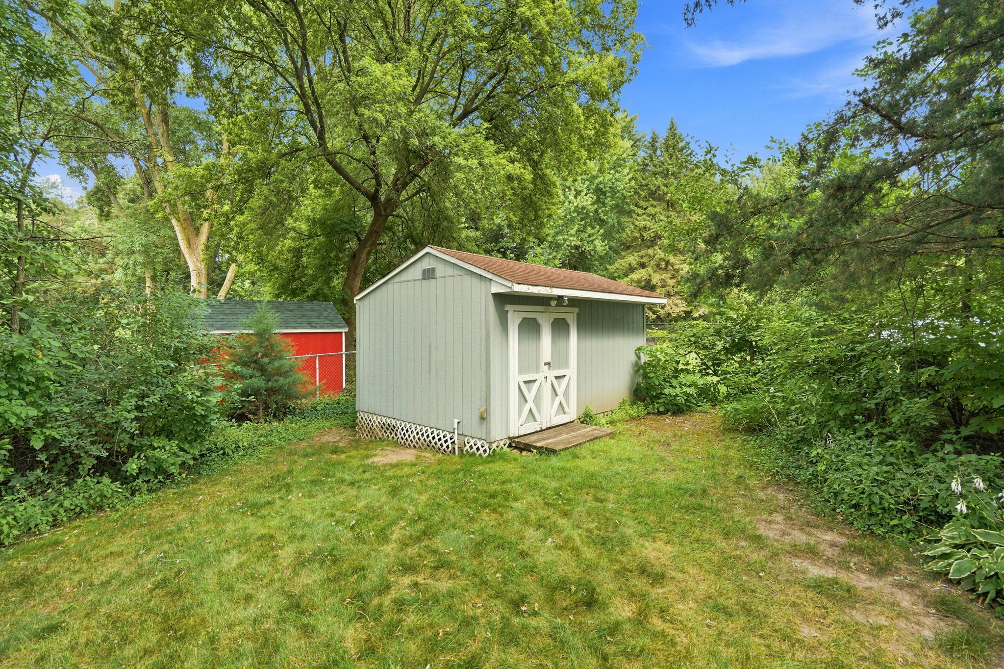 Shed for storage.