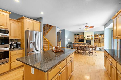 Large center island with overhang for stools