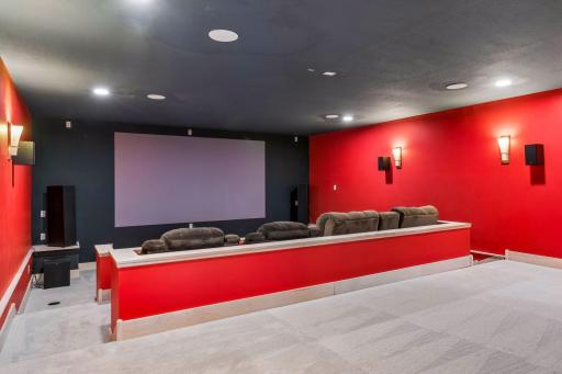 The theater has outlets behind every space for a chair(s), theater sconce lighting at 3000k and lights for cleaning/more lights. 