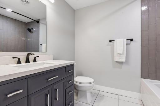 Lower level full guess bathroom.