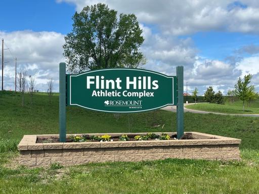 Athletic complex with ball fields on the other side of the neighborhood