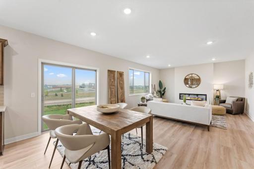 Dining area overlooking family room