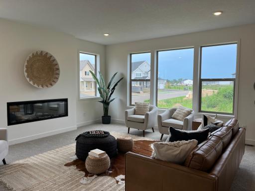 Comfortable family room with natural light flooding in