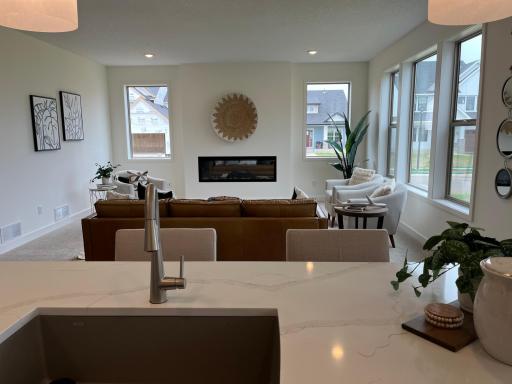 Kitchen island overlooking family room