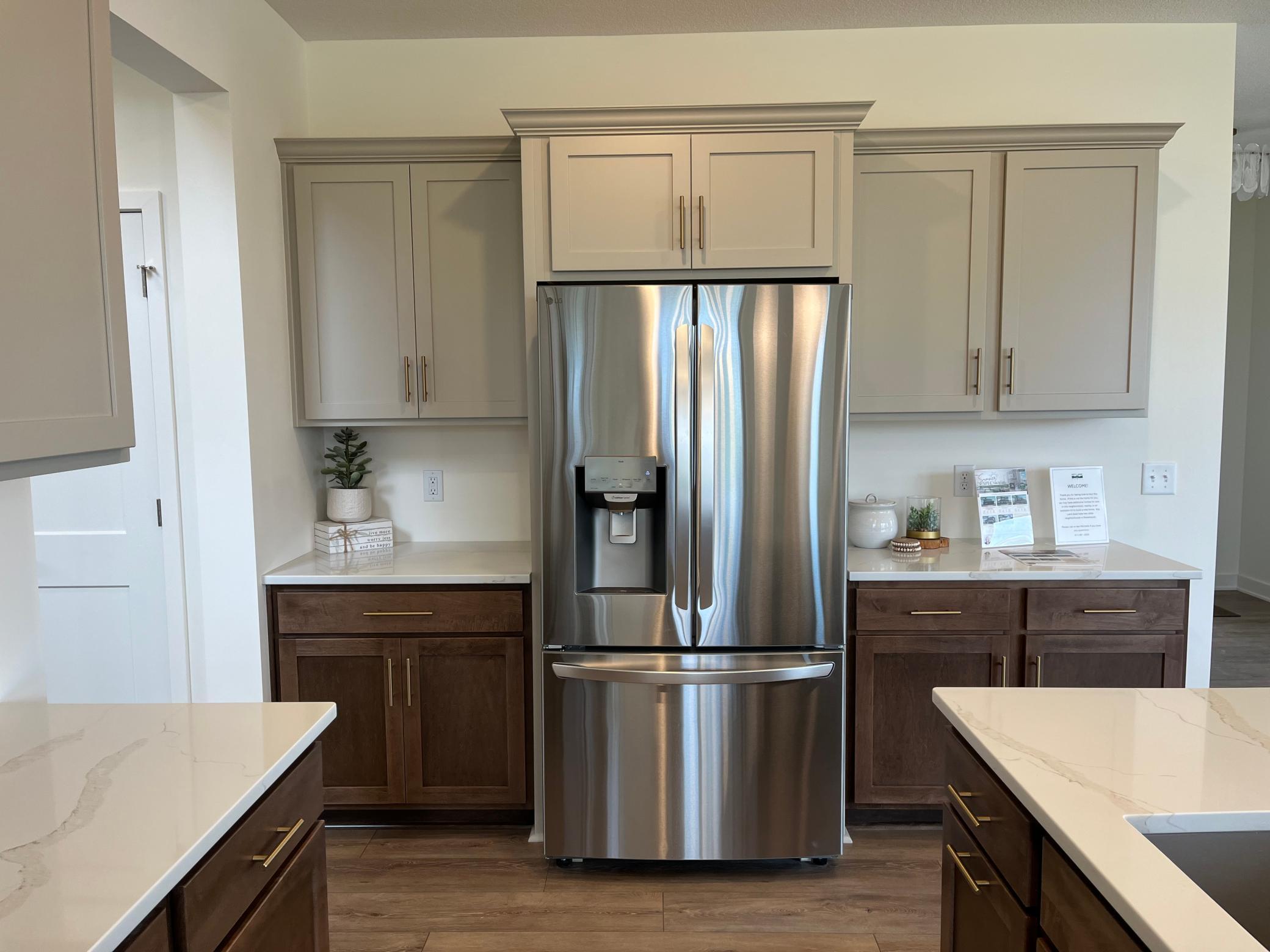 Refrigerator with coffee station to the left