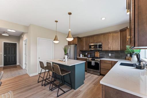 Kitchen with pocket door to pantry