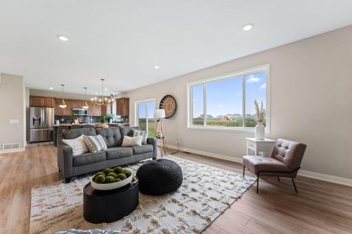 Oversized windows in family room for natural light