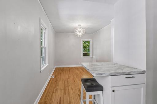 There is a convenient breakfast bar with a separate dining room for larger gatherings