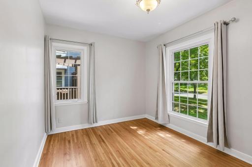 The main floor primary bedroom has a northeast exposure