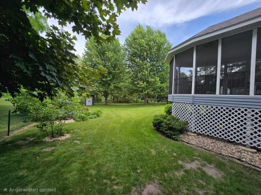 Home has lots of landscaping and mature treens