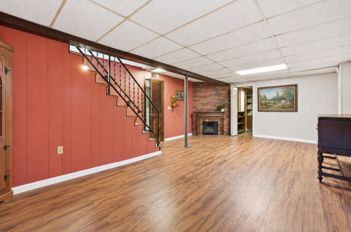 Lower level family room or entertaining space.