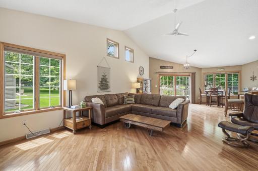 Notice the beautiful hardwood flooring and vaulted ceilings.