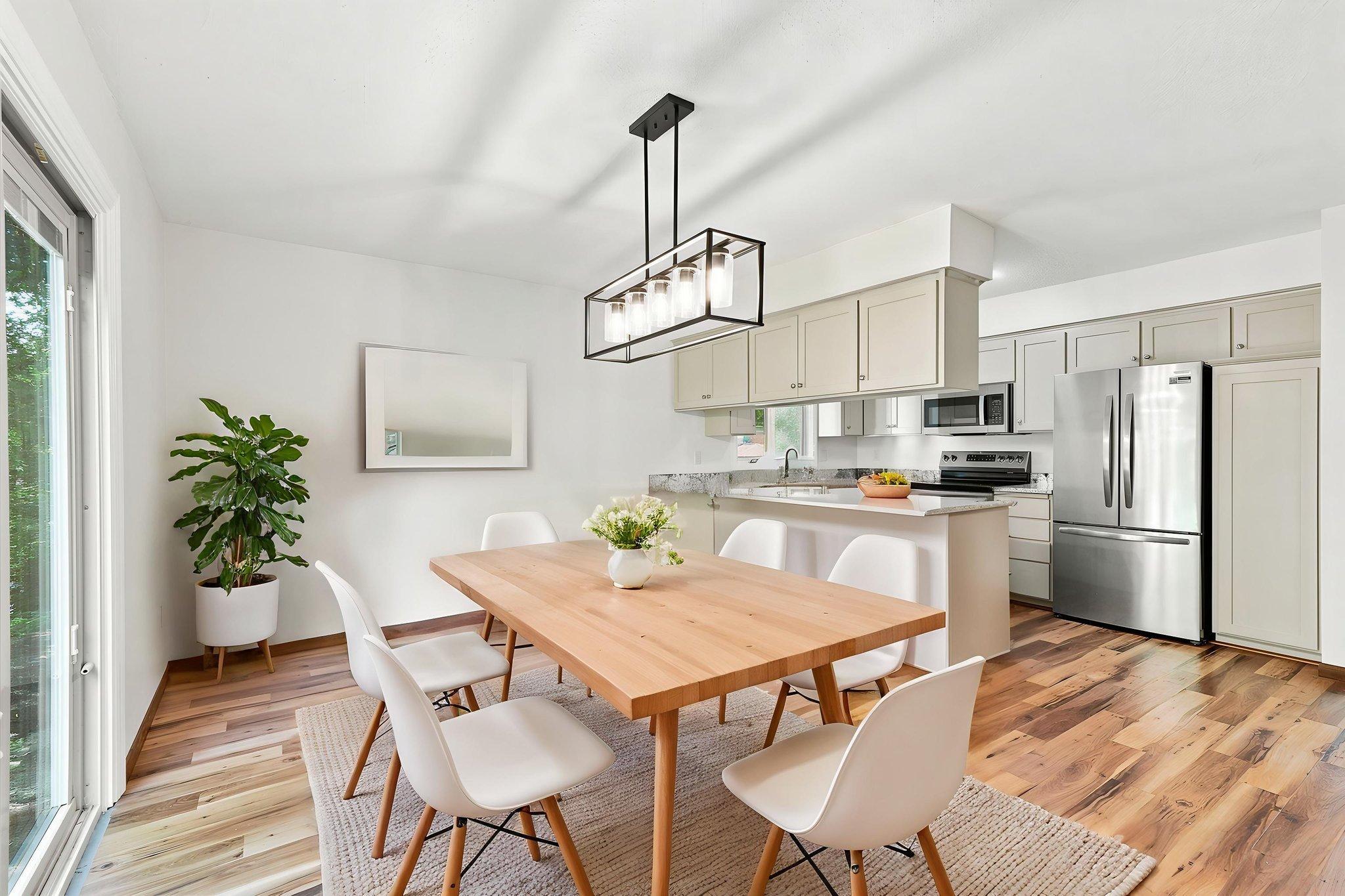 Staged Dining Room and kitchen