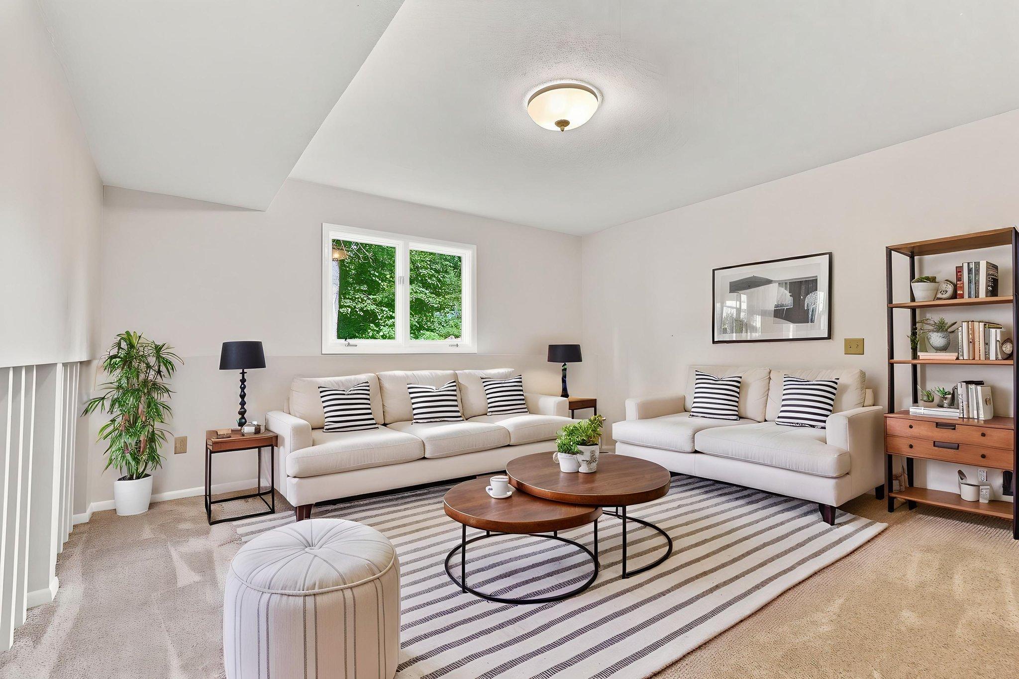 Virtually staged family room