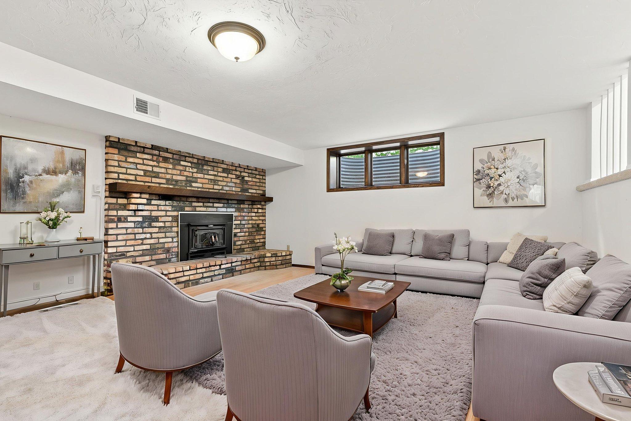 Virtually Staged Lower Level Family Room
