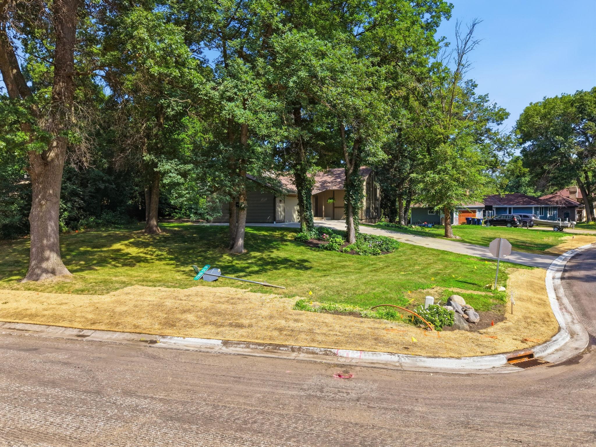 The home sits on a corner lot.