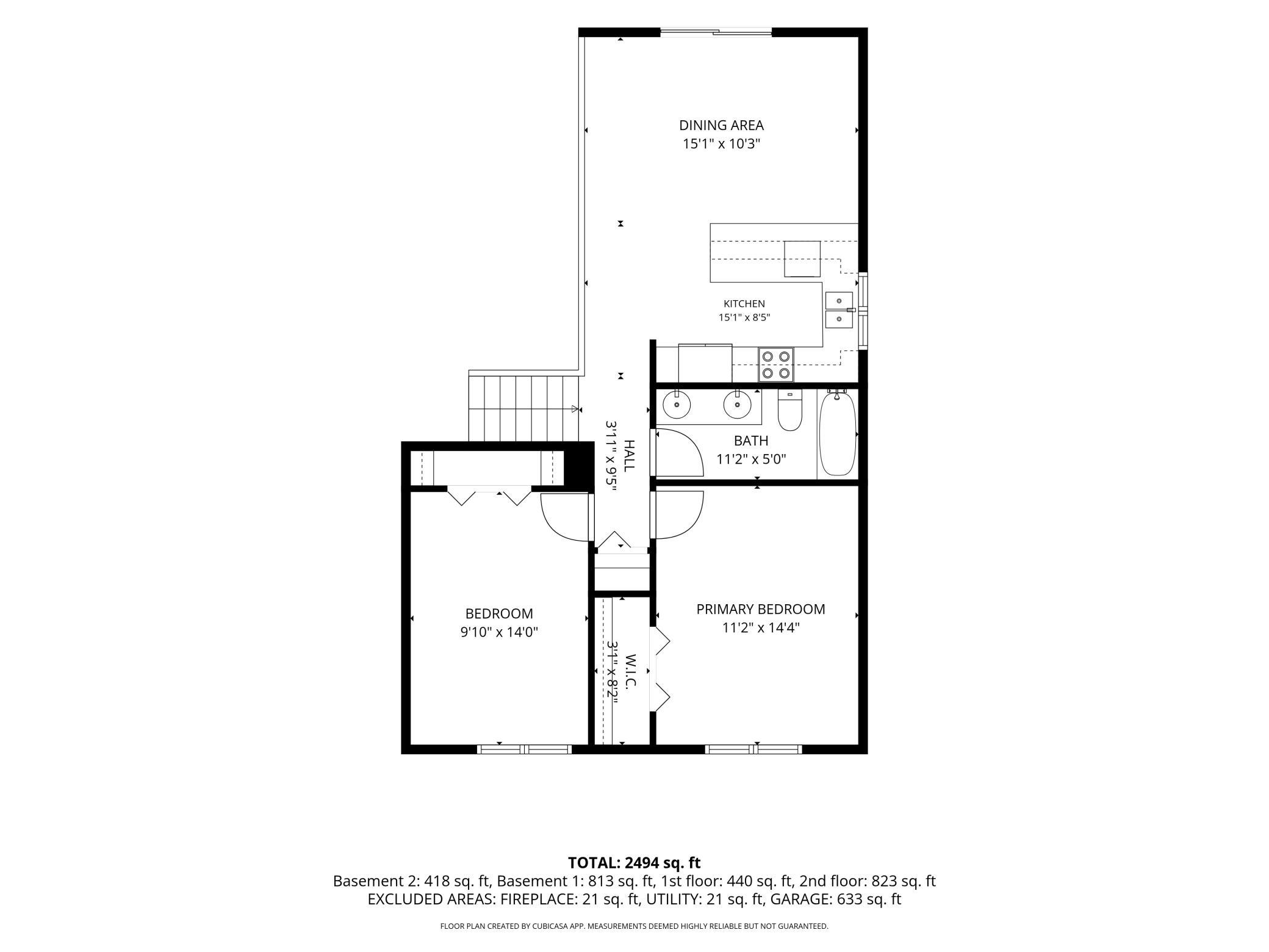 Upper Level with Kitchen and two bedrooms