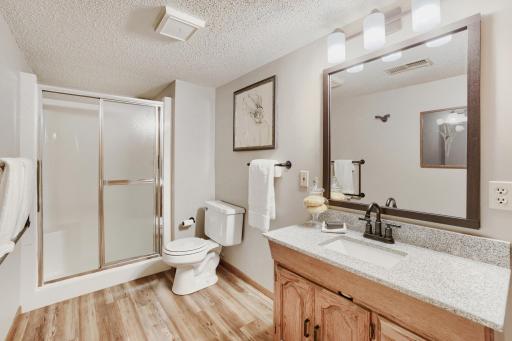 Conveniently located adjacent to the oversized family room and fourth bedroom, this well-appointed bathroom makes the lower level feel like a private guest suiteâideal for visitors, teenagers It's another thoughtful feature in this exceptional home