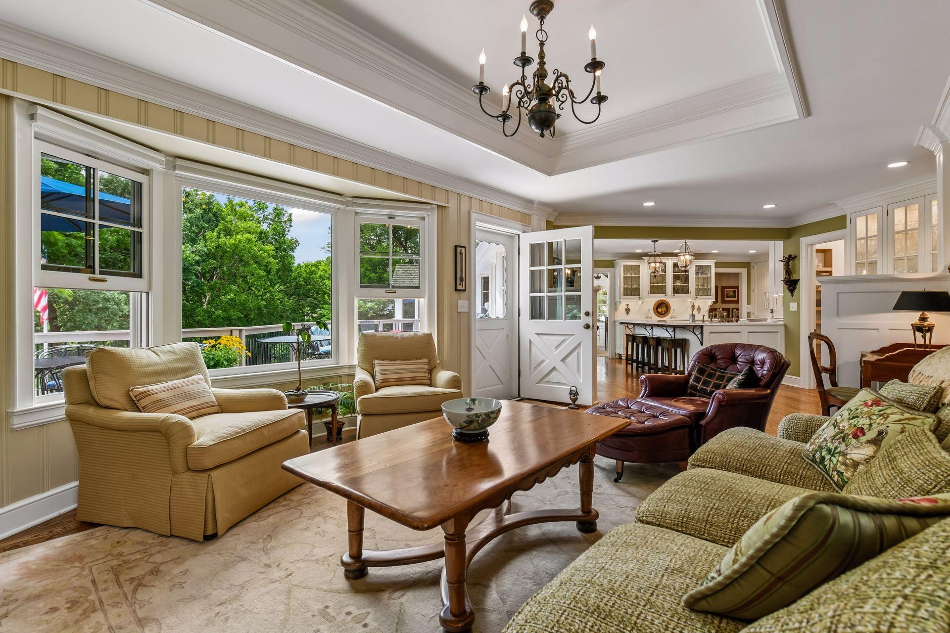 New hearth room accesses the deck