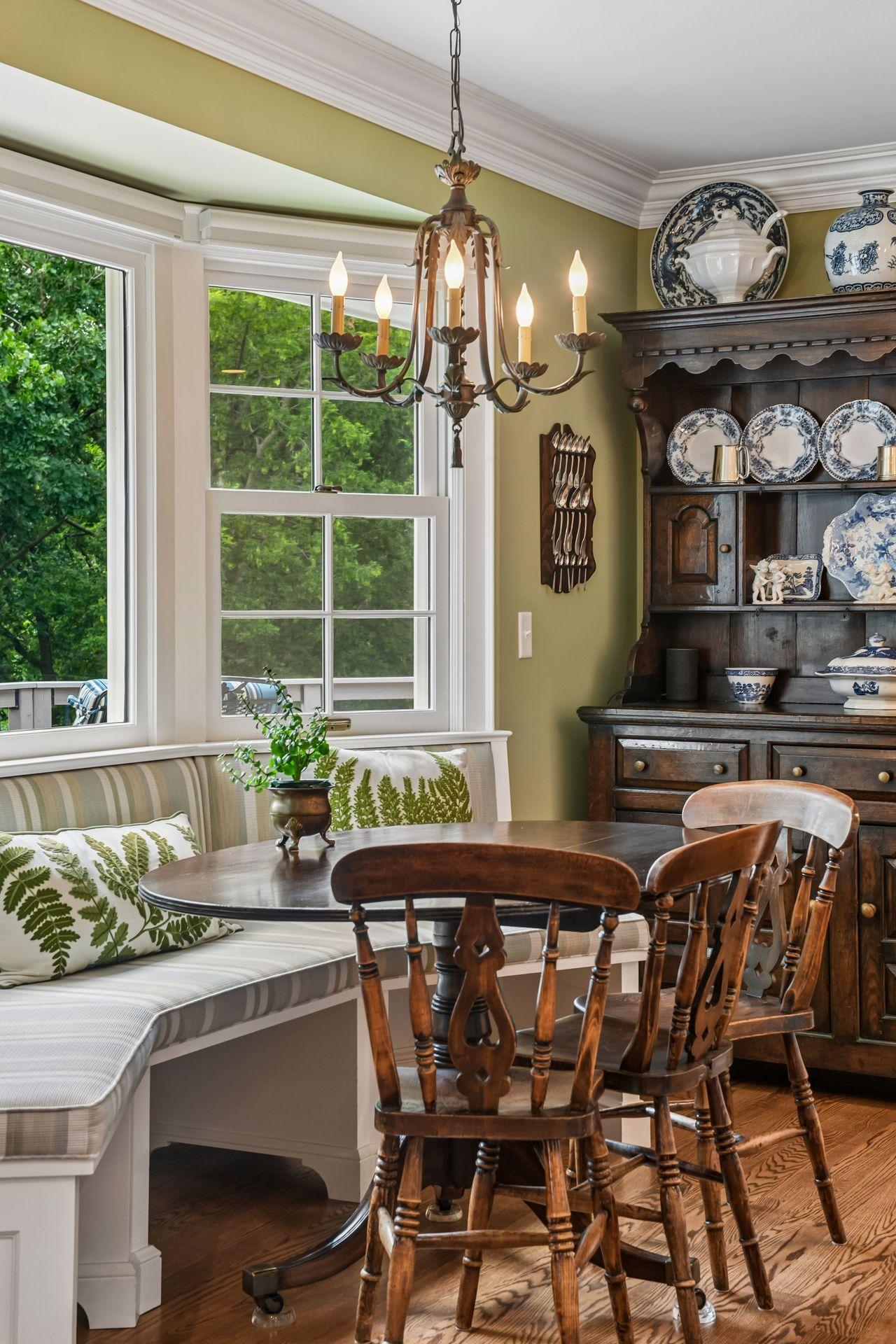 new bay window at informal dining table