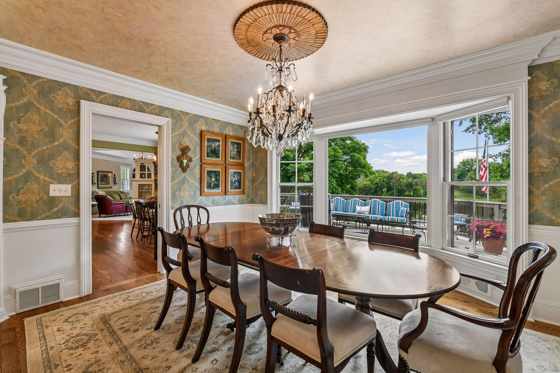 separate formal dining room view lake views and deck access