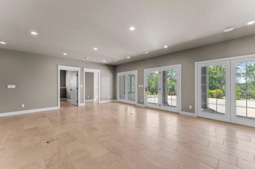 The view going the other direction for lower level family room.