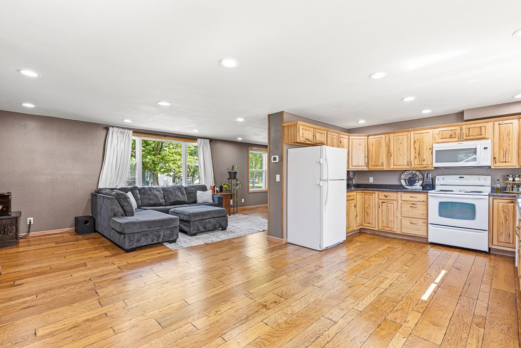 The main floor features an open concept style for the kitchen, dining, and living room space! There is so much opportunity for your furniture to be designed however you would like.