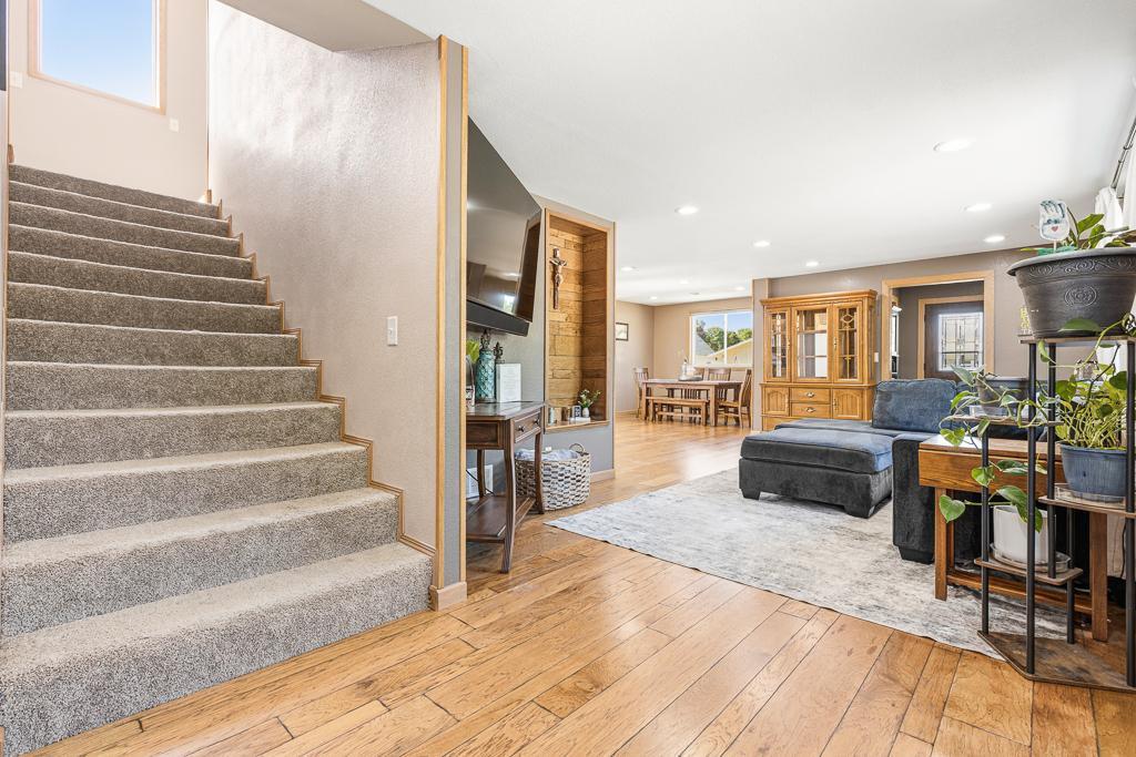 The stair case leading to the upper level features a nice wide space!